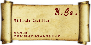 Milich Csilla névjegykártya